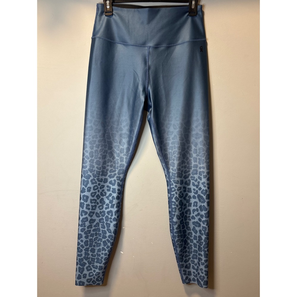 Good American Blue Ombre Leopard Print High Rise Active Leggings Sporty Size L